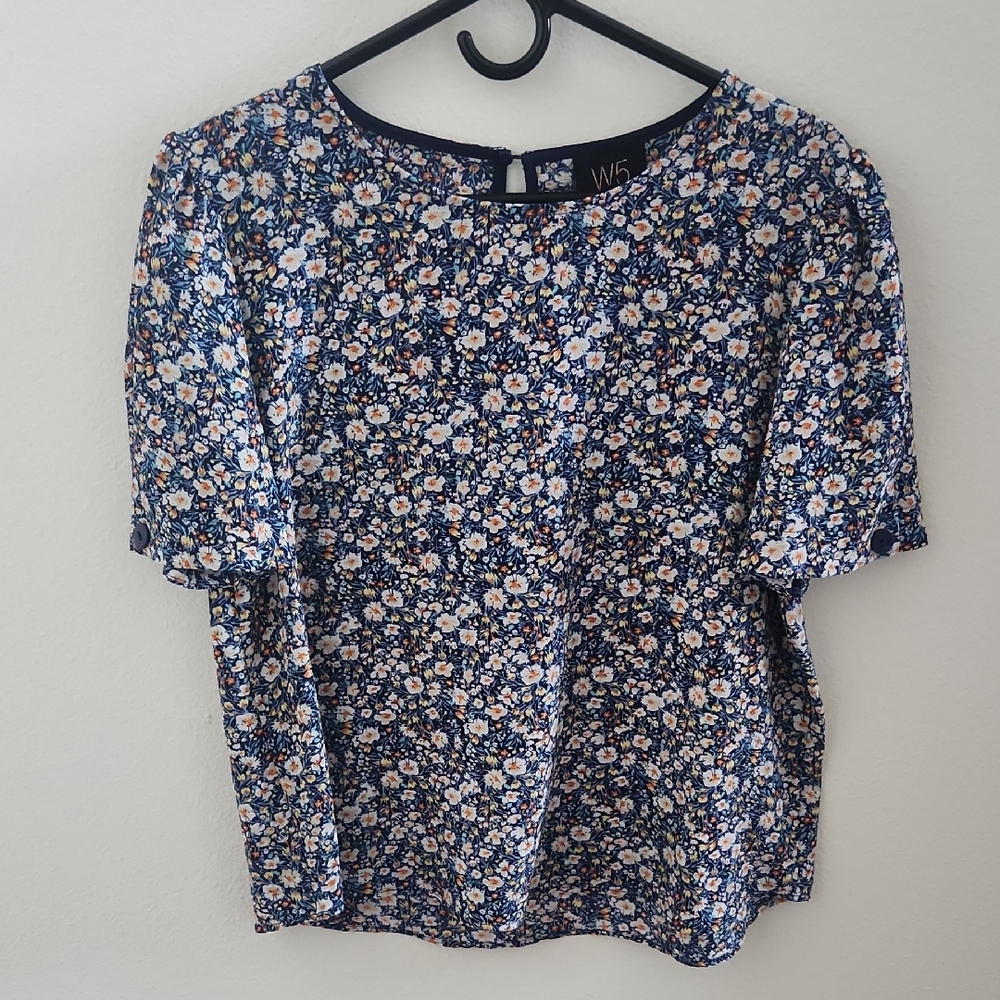 W5 Women's Floral Blue Sparkle Top